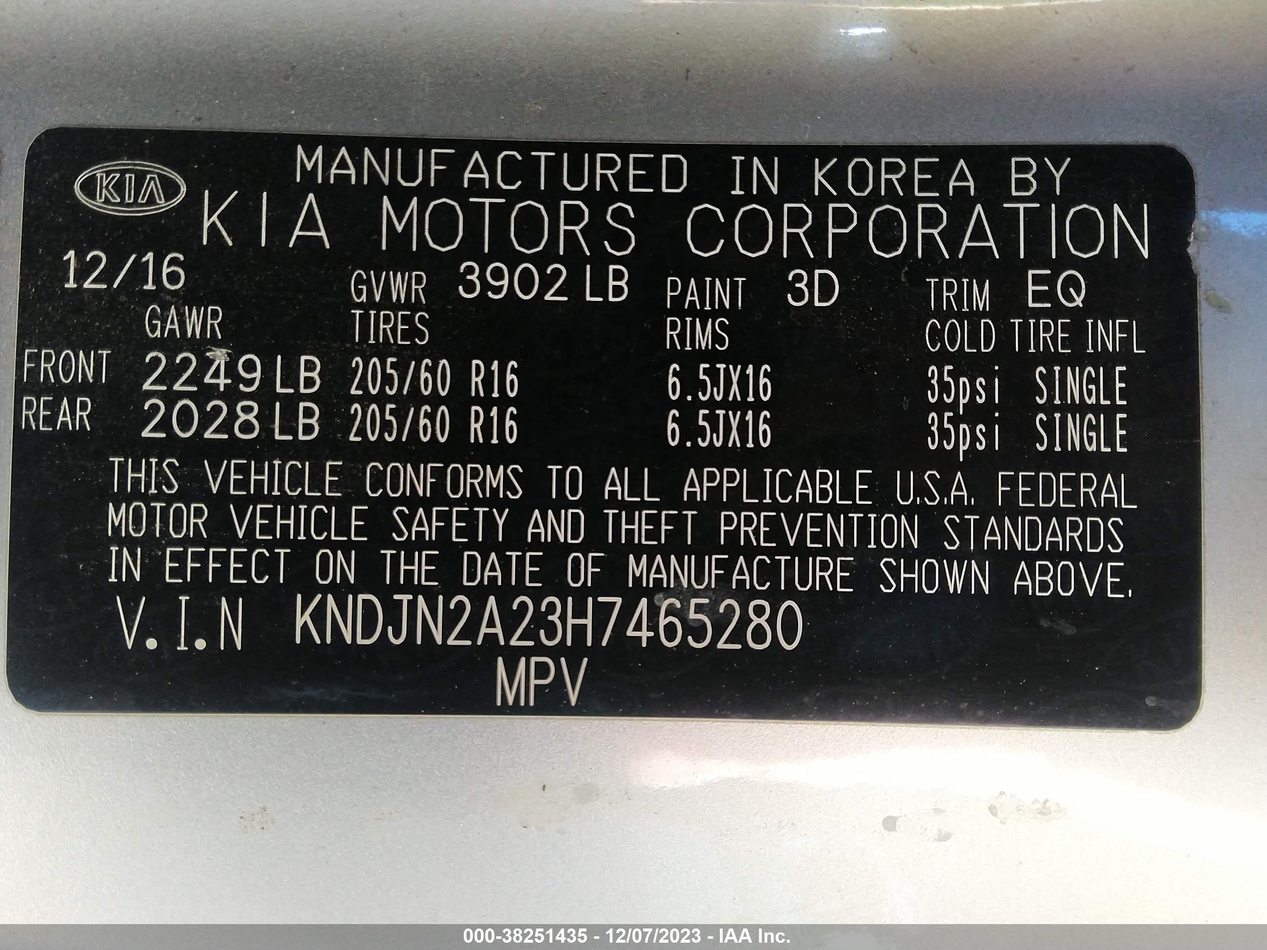 Photo 8 VIN: KNDJN2A23H7465280 - KIA SOUL 