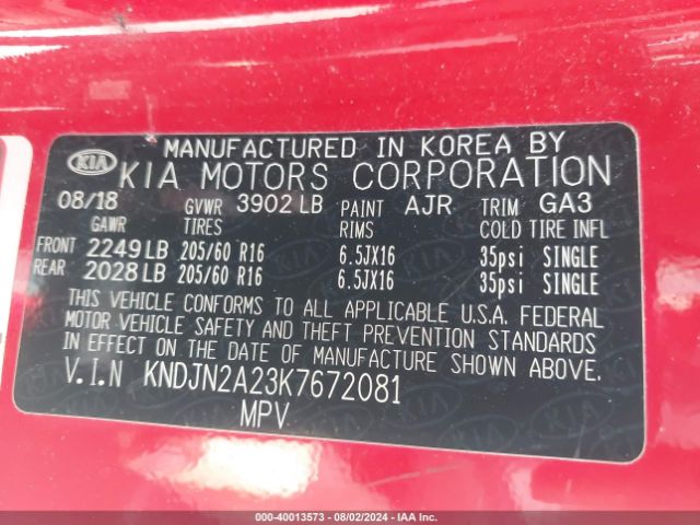 Photo 8 VIN: KNDJN2A23K7672081 - KIA SOUL 