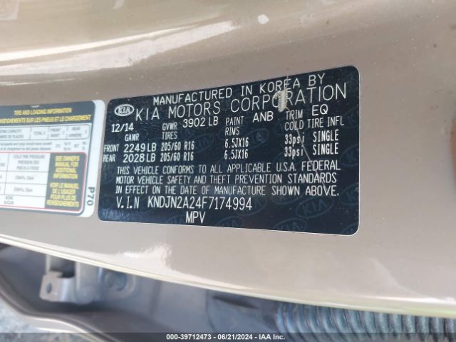 Photo 8 VIN: KNDJN2A24F7174994 - KIA SOUL 