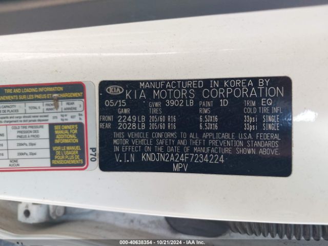 Photo 8 VIN: KNDJN2A24F7234224 - KIA SOUL 