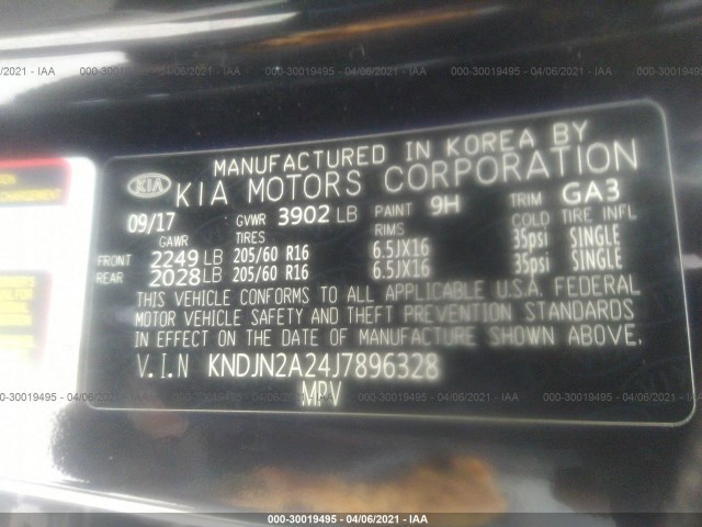 Photo 8 VIN: KNDJN2A24J7896328 - KIA SOUL 