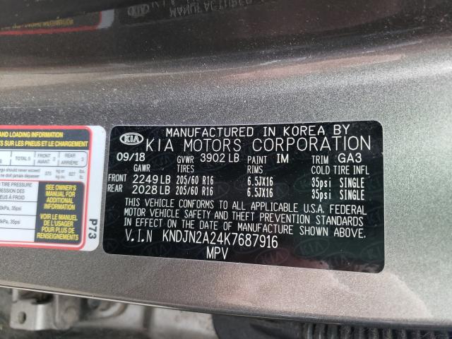 Photo 9 VIN: KNDJN2A24K7687916 - KIA SOUL 