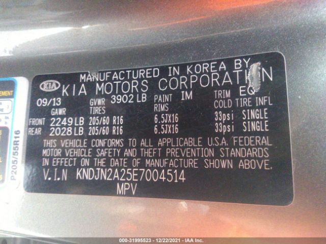 Photo 8 VIN: KNDJN2A25E7004514 - KIA SOUL 