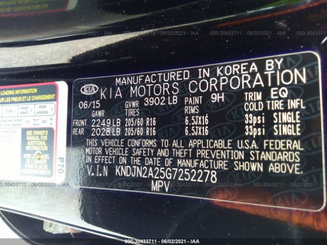 Photo 8 VIN: KNDJN2A25G7252278 - KIA SOUL 