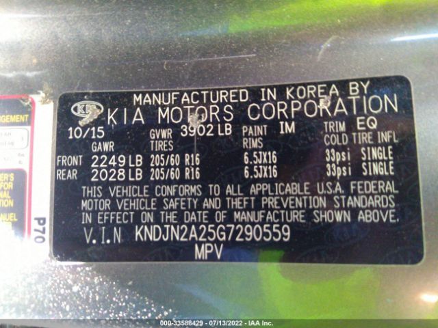 Photo 8 VIN: KNDJN2A25G7290559 - KIA SOUL 