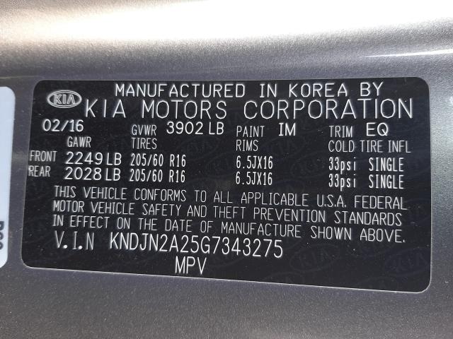 Photo 9 VIN: KNDJN2A25G7343275 - KIA SOUL 