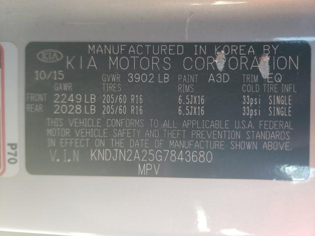 Photo 9 VIN: KNDJN2A25G7843680 - KIA SOUL 