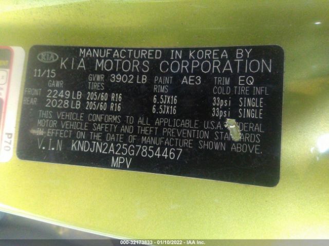 Photo 8 VIN: KNDJN2A25G7854467 - KIA SOUL 