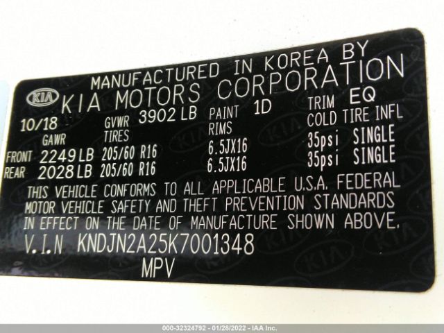 Photo 8 VIN: KNDJN2A25K7001348 - KIA SOUL 