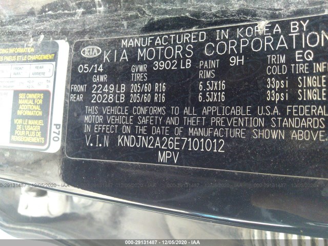 Photo 8 VIN: KNDJN2A26E7101012 - KIA SOUL 