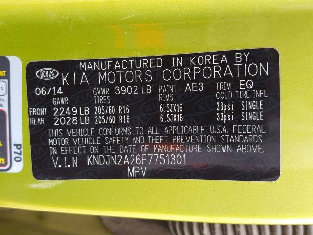 Photo 9 VIN: KNDJN2A26F7751301 - KIA SOUL 