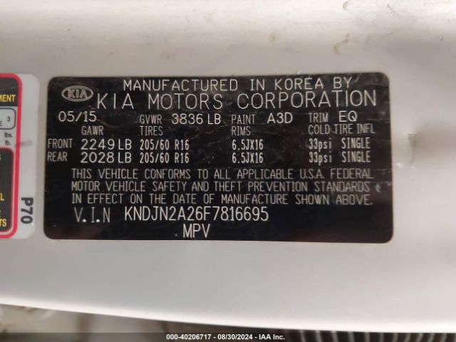 Photo 8 VIN: KNDJN2A26F7816695 - KIA SOUL 