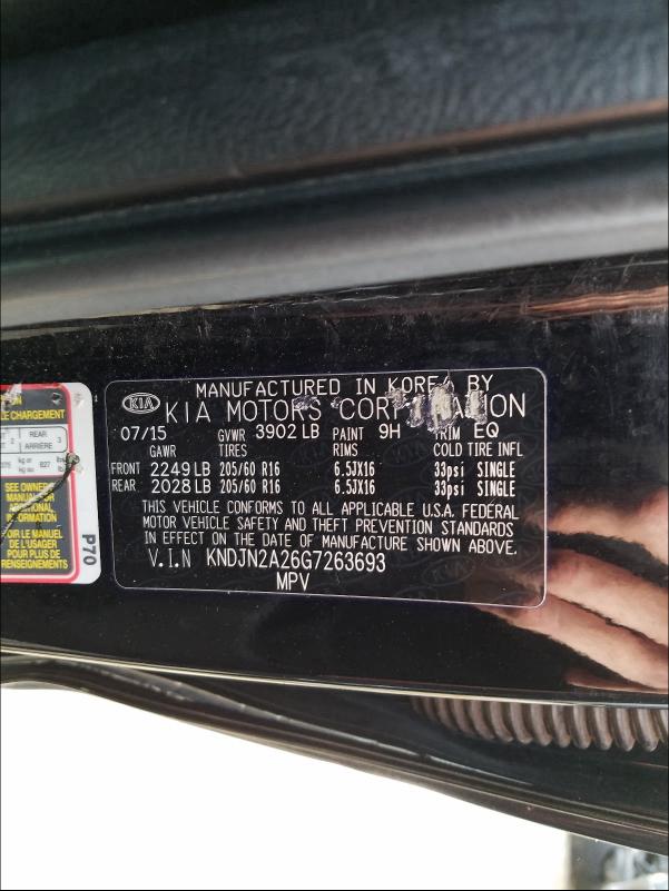 Photo 9 VIN: KNDJN2A26G7263693 - KIA SOUL 