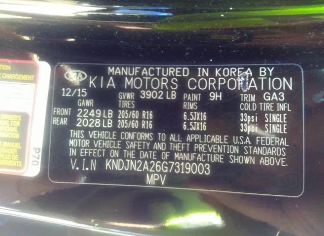 Photo 8 VIN: KNDJN2A26G7319003 - KIA SOUL 