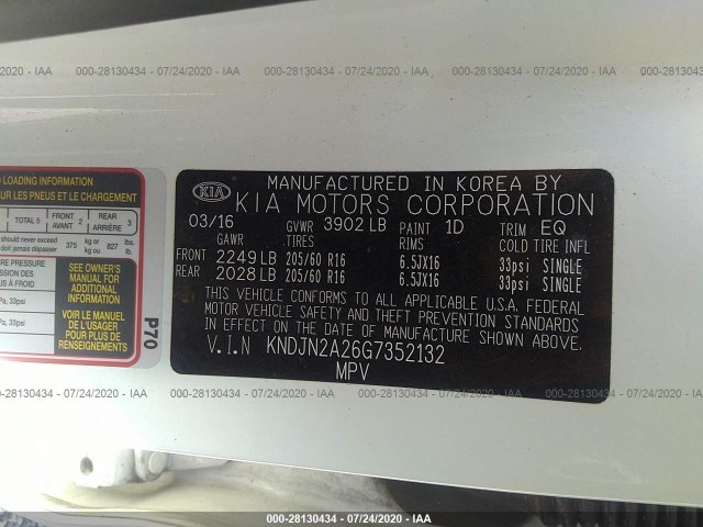 Photo 8 VIN: KNDJN2A26G7352132 - KIA SOUL 