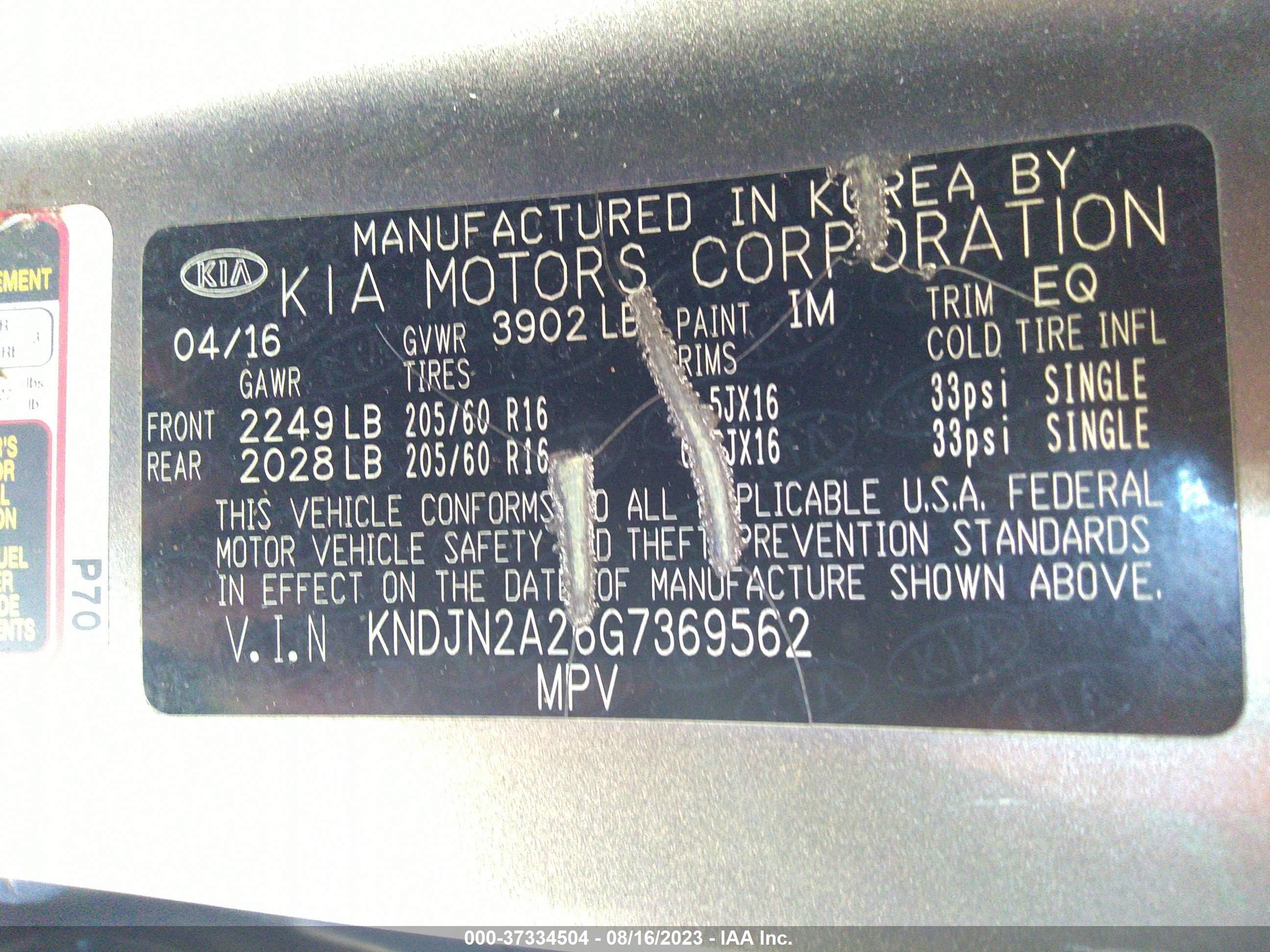 Photo 8 VIN: KNDJN2A26G7369562 - KIA SOUL 