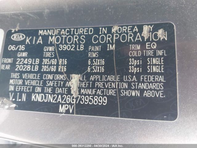 Photo 8 VIN: KNDJN2A26G7395899 - KIA SOUL 