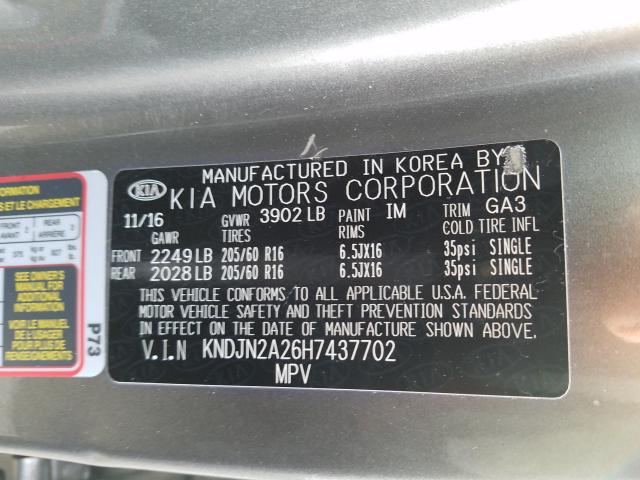 Photo 9 VIN: KNDJN2A26H7437702 - KIA SOUL 