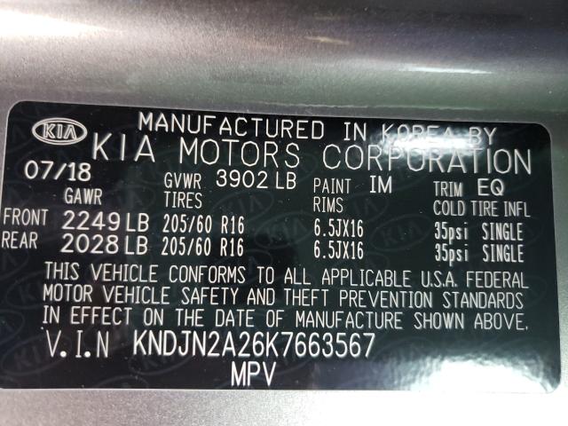 Photo 9 VIN: KNDJN2A26K7663567 - KIA SOUL 