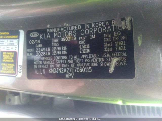 Photo 8 VIN: KNDJN2A27E7060115 - KIA SOUL 