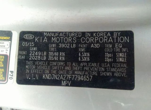 Photo 8 VIN: KNDJN2A27F7794657 - KIA SOUL 