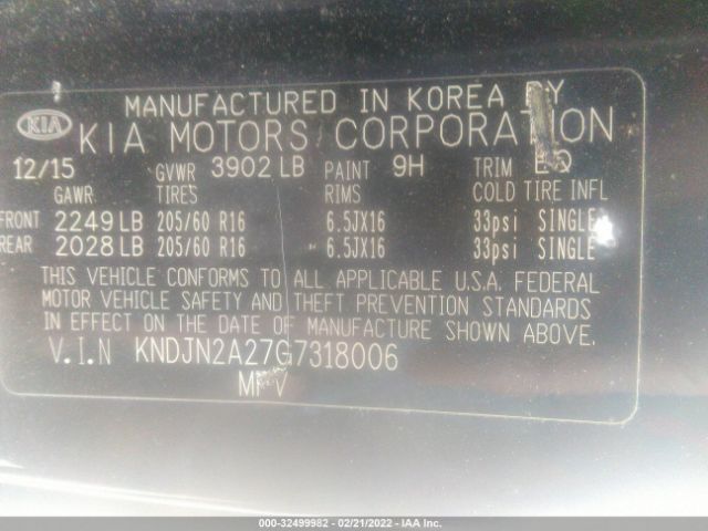 Photo 8 VIN: KNDJN2A27G7318006 - KIA SOUL 