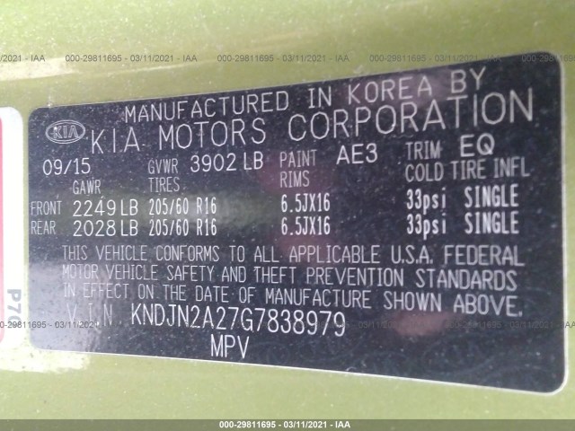 Photo 8 VIN: KNDJN2A27G7838979 - KIA SOUL 