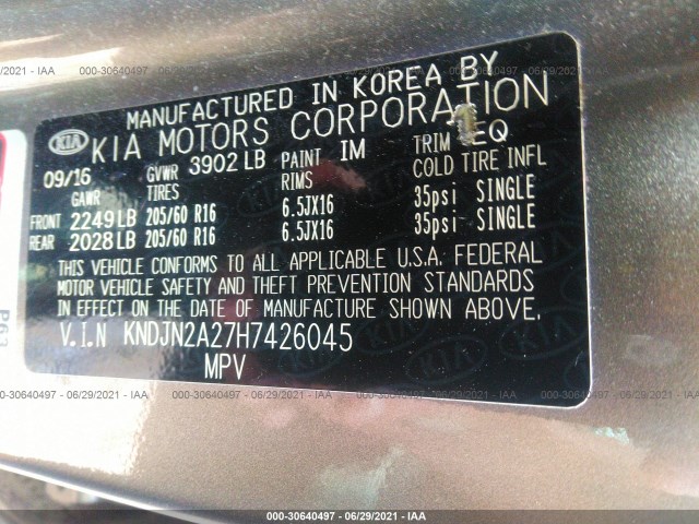 Photo 8 VIN: KNDJN2A27H7426045 - KIA SOUL 