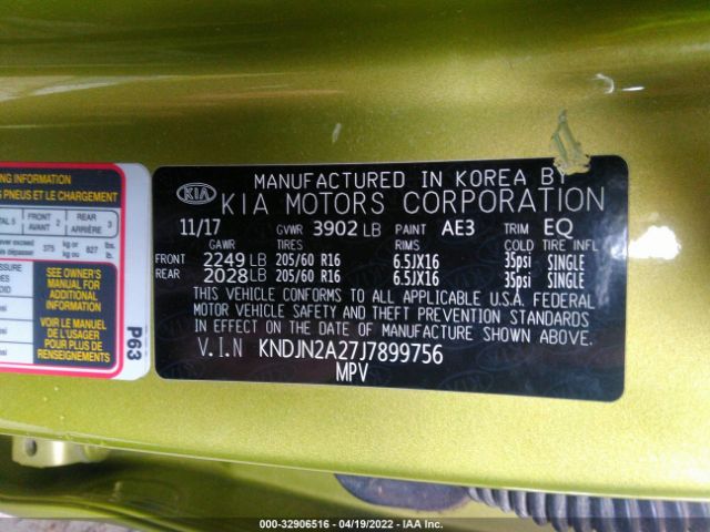 Photo 8 VIN: KNDJN2A27J7899756 - KIA SOUL 