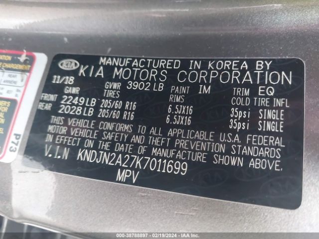 Photo 8 VIN: KNDJN2A27K7011699 - KIA SOUL 