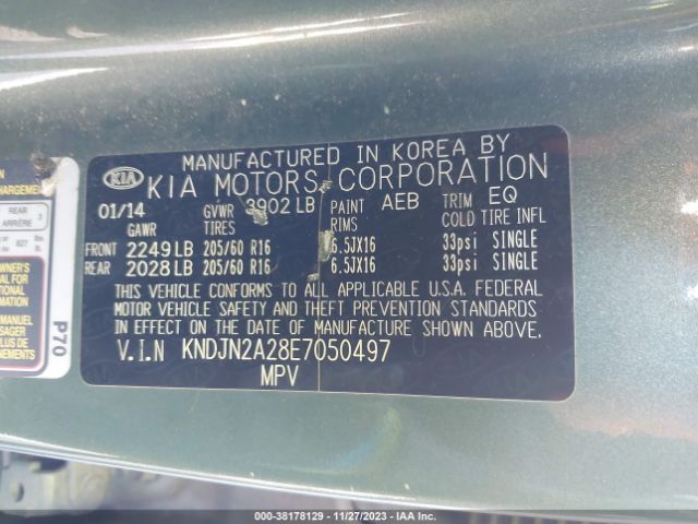 Photo 8 VIN: KNDJN2A28E7050497 - KIA SOUL 