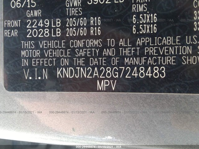 Photo 8 VIN: KNDJN2A28G7248483 - KIA SOUL 