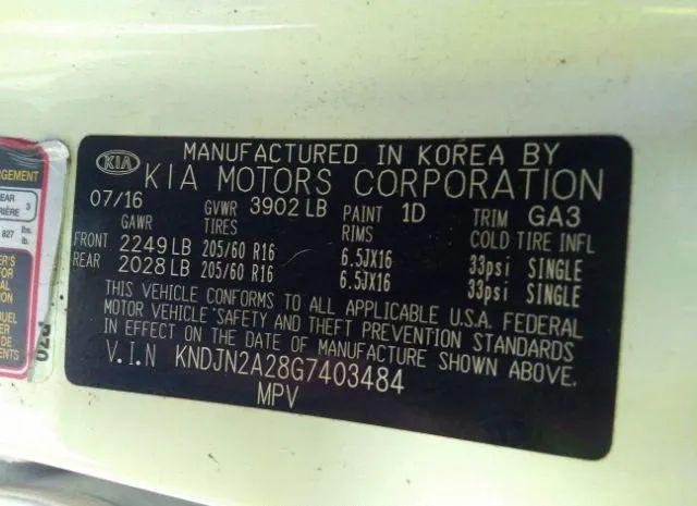 Photo 8 VIN: KNDJN2A28G7403484 - KIA SOUL 