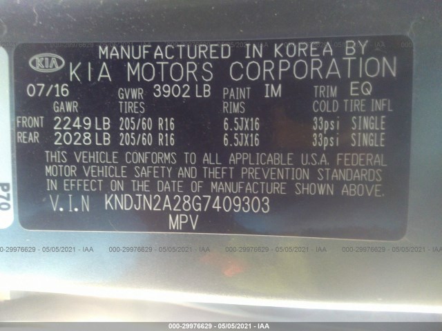 Photo 8 VIN: KNDJN2A28G7409303 - KIA SOUL 