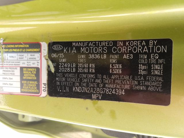 Photo 9 VIN: KNDJN2A28G7824394 - KIA SOUL 