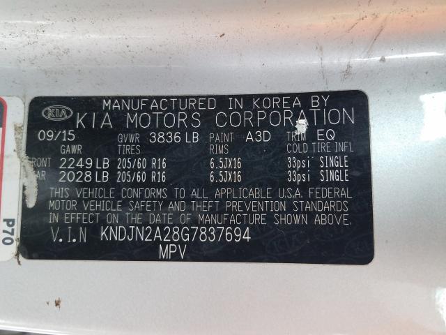 Photo 9 VIN: KNDJN2A28G7837694 - KIA SOUL 