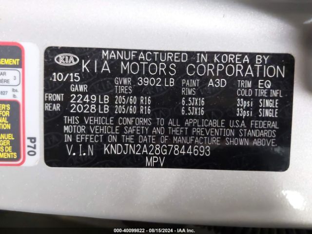 Photo 8 VIN: KNDJN2A28G7844693 - KIA SOUL 