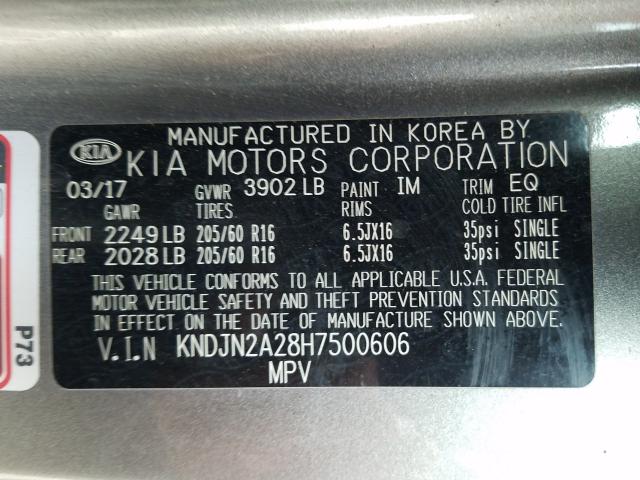 Photo 9 VIN: KNDJN2A28H7500606 - KIA SOUL 