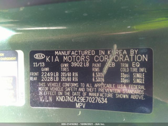 Photo 8 VIN: KNDJN2A29E7027634 - KIA SOUL 