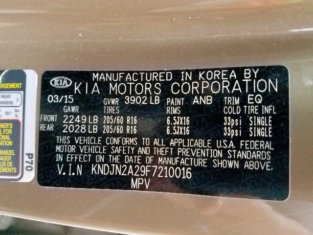 Photo 9 VIN: KNDJN2A29F7210016 - KIA SOUL 