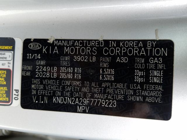 Photo 9 VIN: KNDJN2A29F7779223 - KIA SOUL 