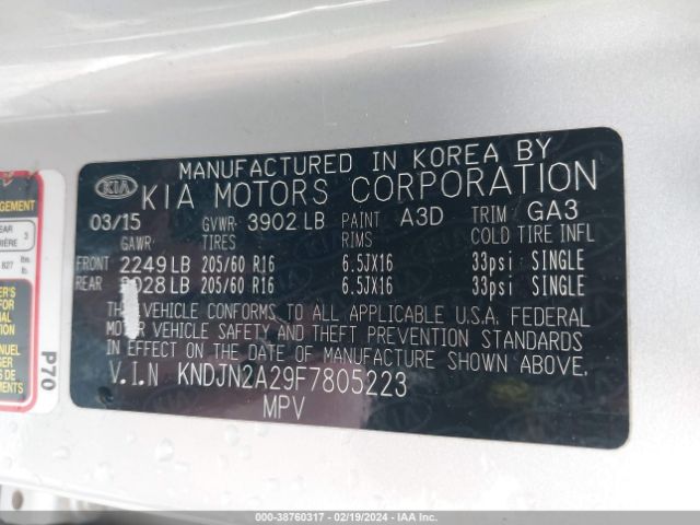 Photo 8 VIN: KNDJN2A29F7805223 - KIA SOUL 