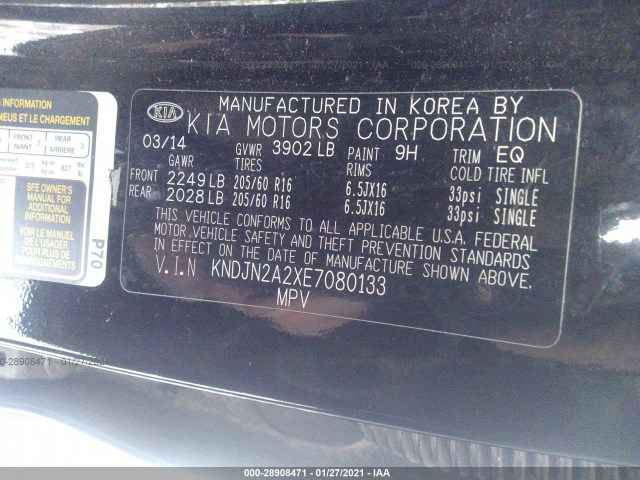 Photo 8 VIN: KNDJN2A2XE7080133 - KIA SOUL 