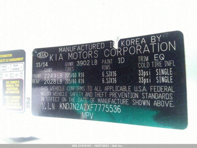 Photo 8 VIN: KNDJN2A2XF7775536 - KIA SOUL 