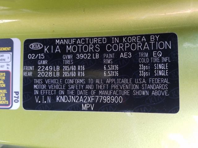 Photo 9 VIN: KNDJN2A2XF7798900 - KIA SOUL 