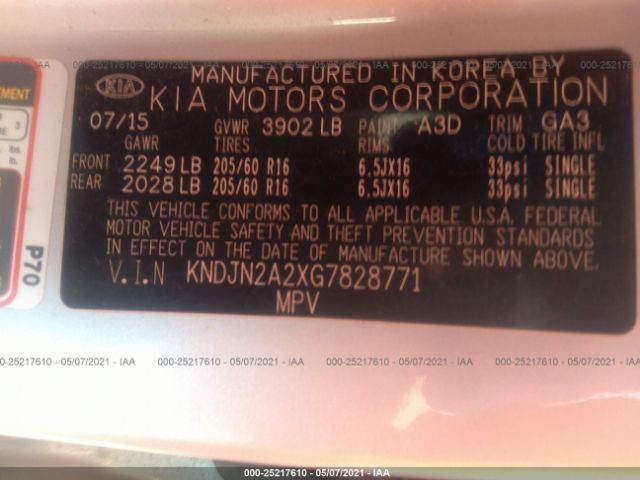 Photo 8 VIN: KNDJN2A2XG7828771 - KIA SOUL 