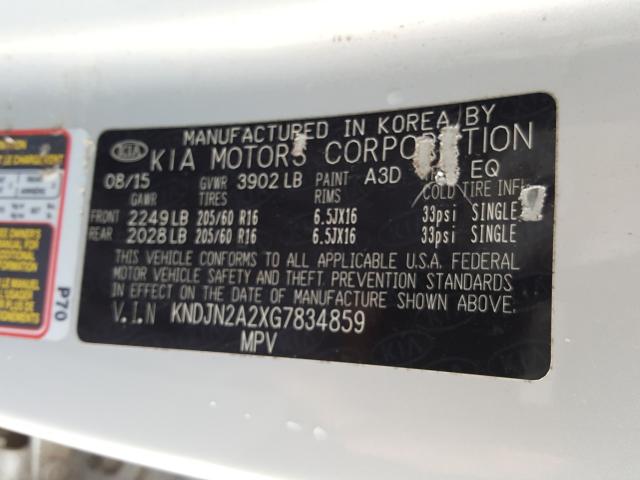 Photo 9 VIN: KNDJN2A2XG7834859 - KIA SOUL 