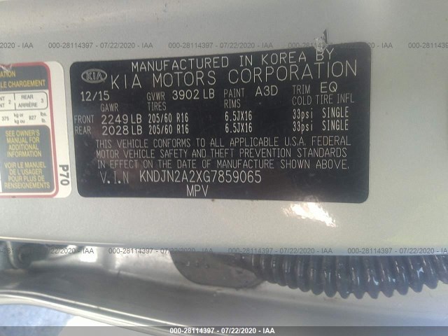 Photo 8 VIN: KNDJN2A2XG7859065 - KIA SOUL 