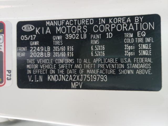 Photo 9 VIN: KNDJN2A2XJ7519793 - KIA SOUL 