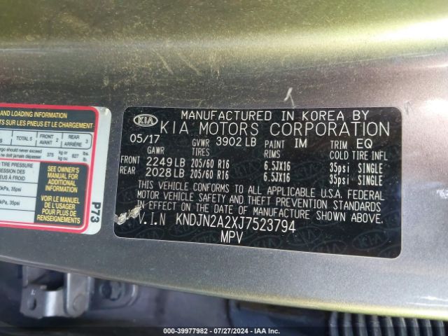 Photo 8 VIN: KNDJN2A2XJ7523794 - KIA SOUL 